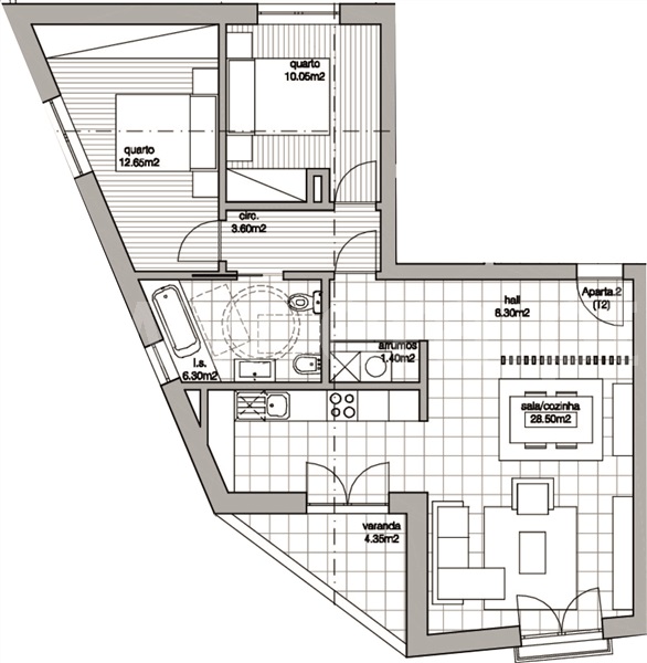 Apartamento T2 / Chaves, Santa Maria Maior